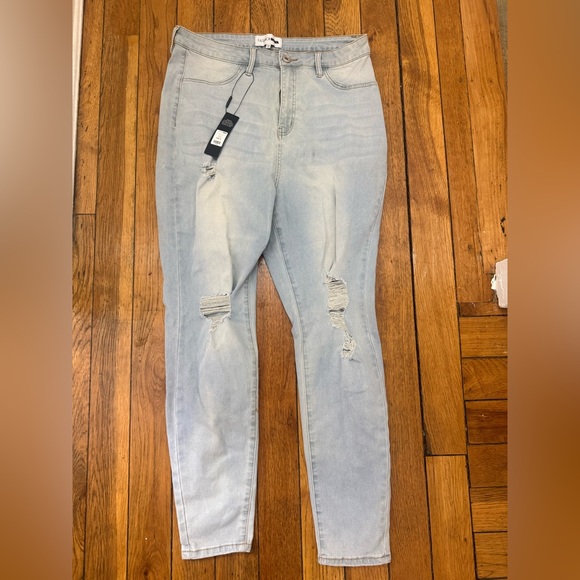 Fashion Nova Denim - Fashion Nova Light Blue Ripped Skinny Jeans